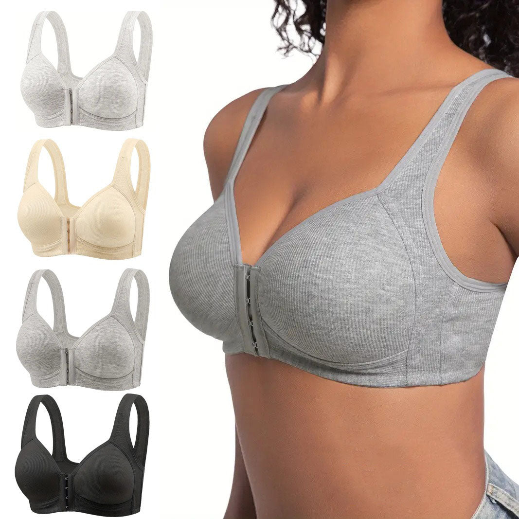 ❤️【Kupite 2, dobite 2 gratis】【4-delni komplet】Enostavno oblačenje in slačenje, zapenjanje spredaj, modrček brez žice