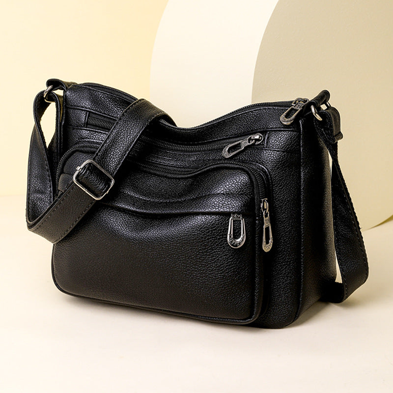 【50% sleva】Velkoobjemová vícevrstvá měkká kožená retro crossbody kabelka pro ženy, novinka pro rok 2026