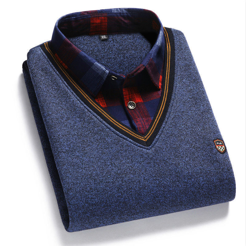 🔥【50 % popust 1】👔 [M-4XL] Moška pletena srajca in žamet za zgostitev, ki ohranja toploto