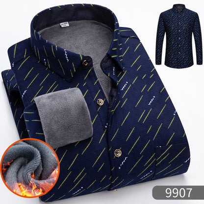 🔥Зимна разпродажба - 50% отстъпка👔Есенно-зимна топла бизнес риза с дълъг ръкав
