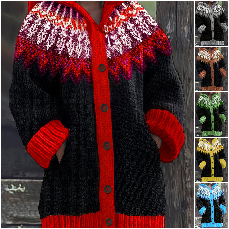 【50 % popust】【S~5XL】✨Elegantna, barvita retro jakna s kapuco