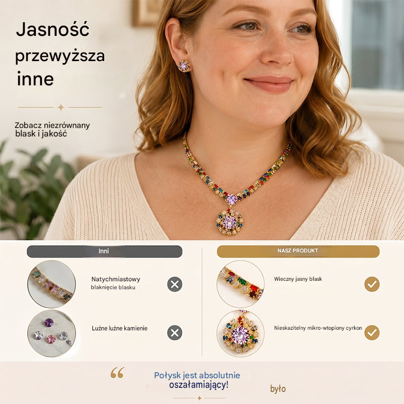 💎 ✨ Lśniący komplet naszyjnika i kolczyków z cyrkonii sześciennych: ponadczasowa elegancja, idealny prezent, idealny na śluby, przyjęcia lub jako luksusowy dodatek na co dzień 💍