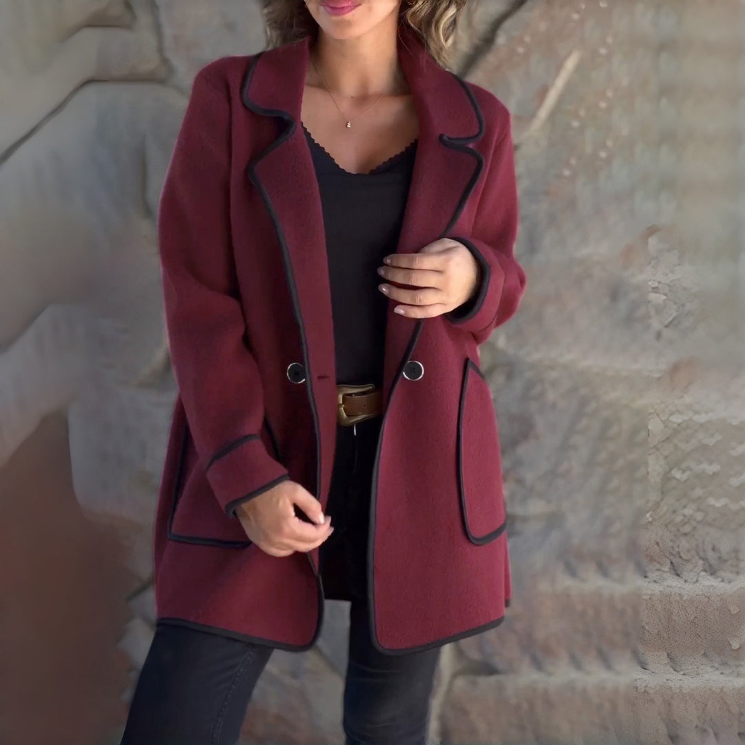 💥【50% sleva】【S-5XL】Nový elegantní oboustranný vlněný kabát s límcem ve tvaru saka