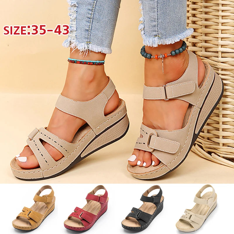 🔥【50% sleva】🔥【35-43】Letní ležérní sandály na klínku se silnou podrážkou