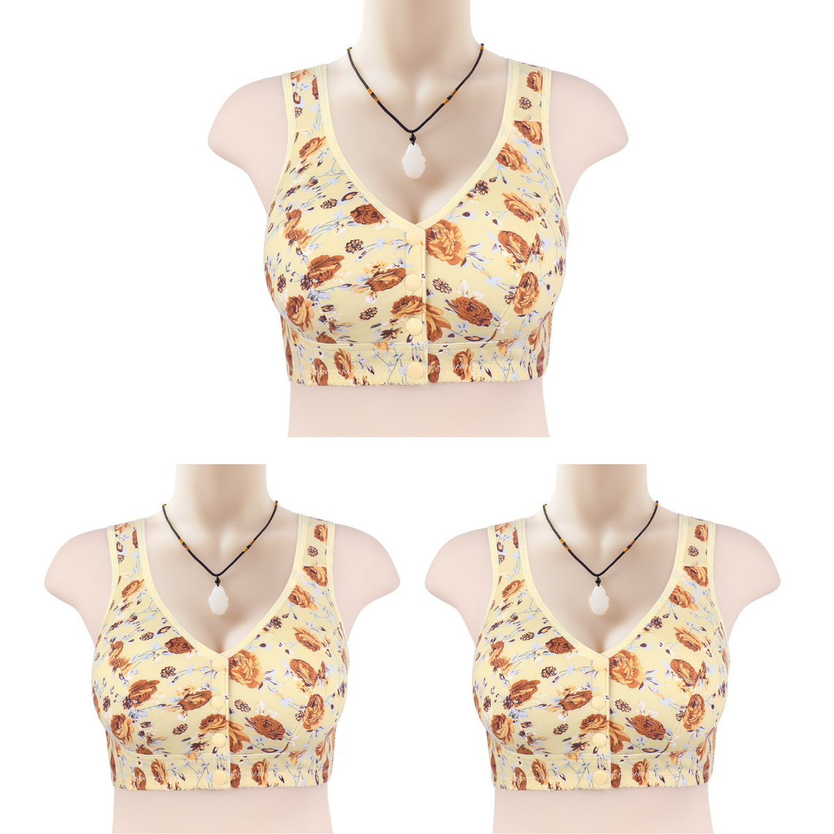 👙👙👙【Kupte 1 a získejte 2 zdarma】Nová podprsenka s měkkým předním potiskem, velká velikost podprsenka bez ocelových kroužků pro lidi středního a staršího věku