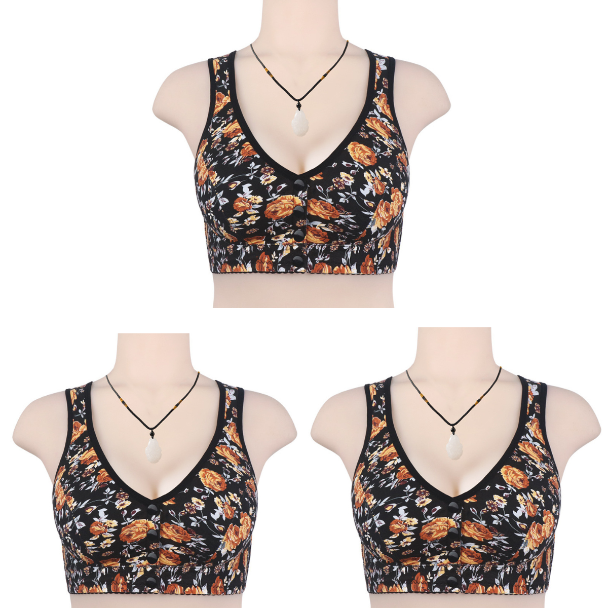 👙👙👙【Kupte 1 a získejte 2 zdarma】Nová podprsenka s měkkým předním potiskem, velká velikost podprsenka bez ocelových kroužků pro lidi středního a staršího věku