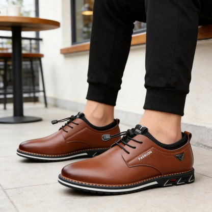 Oferta ograniczona czasowo🔥【rozmiary 38-48】Męskie biznesowe casualowe skórzane buty z okrągłym noskiem