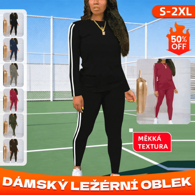 🍁50% zľava🍂 Dámsky pruhovaný dvojdielny set s dlhým rukávom a nohavicami Ležérny, štýlový a pohodlný, ideálny pre každodenné nosenie vonku.