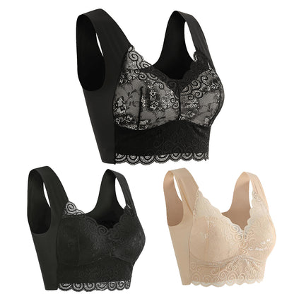 👙💖【Пакет от 3】【M-5XL】Нов дамски удобен и дишащ сутиен, красива и удобна дантела