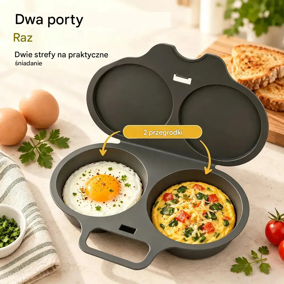 🎁Kup jeden, a drugi dostaniesz gratis 💥Jajowar do mikrofalówki: dwuwarstwowy, nieprzywierający, łatwy do czyszczenia. 🏠