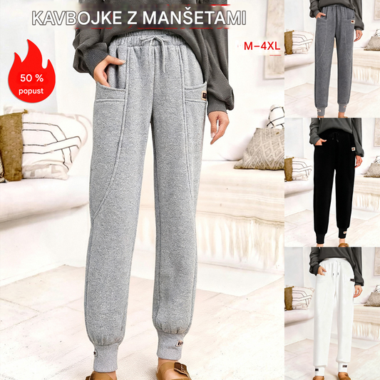 🔥✅【50-100 kg】Žametne hlače iz čistega bombaža z elastičnim pasom, odporne proti bledenju in gubanju