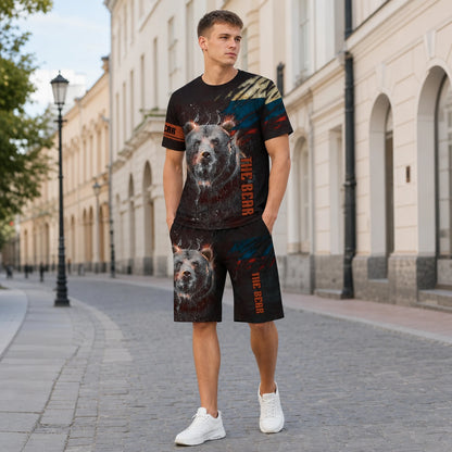 【XXS-6XL】Letnia, modna, swobodna koszulka z krótkim rękawem, męski strój sportowy, nadruk 3D z niedźwiedziem
