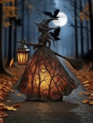 🧙‍‍♀️ Lampa na Halloween z czarownicą, straszny gotycka latarnia, wyjątkowa dekoracyjna figurka na lampkę stołową, lampka nocna z nogami, odpowiednia do domu, na werandę, do biura, na imprezę, może służyć jako dekoracja na Halloween i prezent.