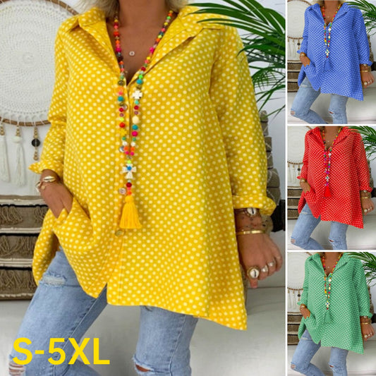 🎁【50% kedvezmény】💥【S-5XL】Női őszi ing Tiszta pamutból készült, lezser ing új hajtókával