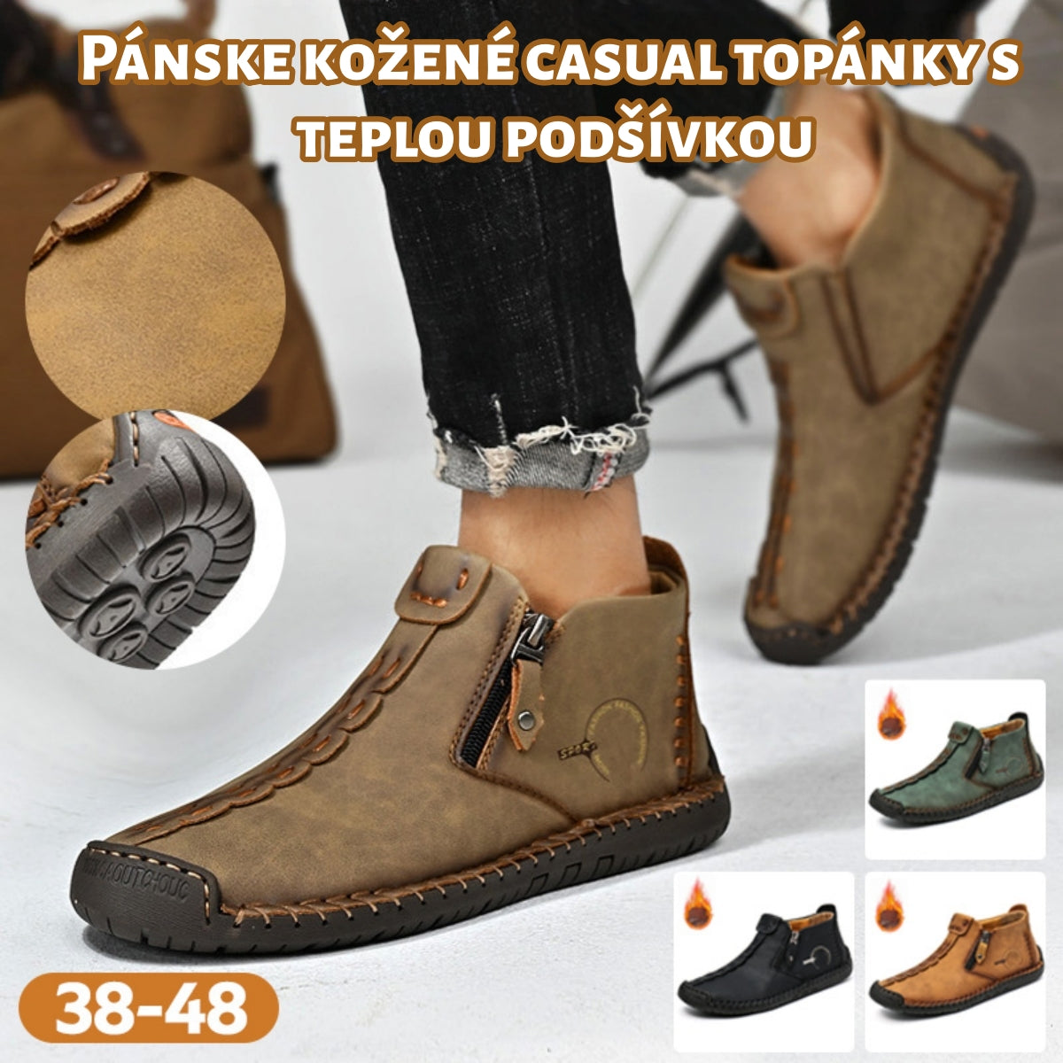 👞💥【38-48】Novinka Zima 2025: Pánske Martens topánky s podšívkou z kožušiny a zipsom – Teplé, pohodlné a štýlové na zimné dni!