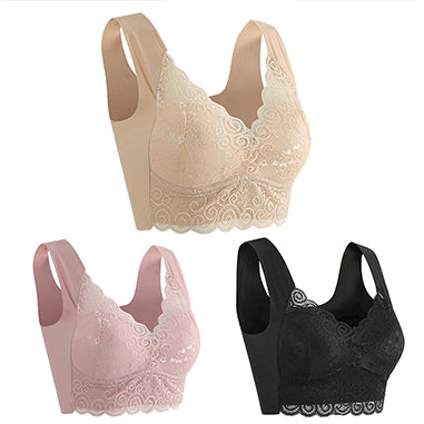 👙💖【Пакет от 3】【M-5XL】Нов дамски удобен и дишащ сутиен, красива и удобна дантела
