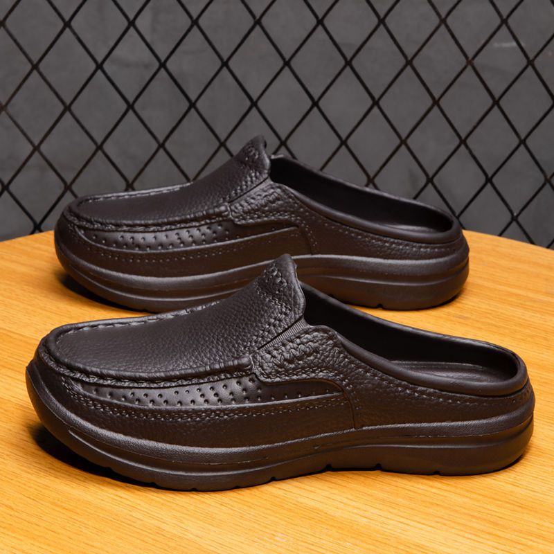 🔥50% отстъпка👞【Размери 39-45】Нови летни удобни и дишащи мъжки чехли, естествена кожа, ръчно изработени, дебела подметка