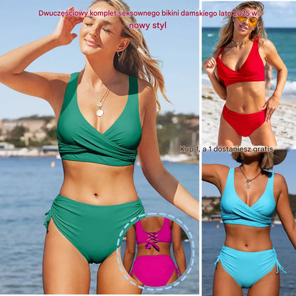 👙🌴【S-3XL】Nowy damski, prosty, jednokolorowy, szybkoschnący, wygodny i przewiewny strój kąpielowy bikini na lato 2026