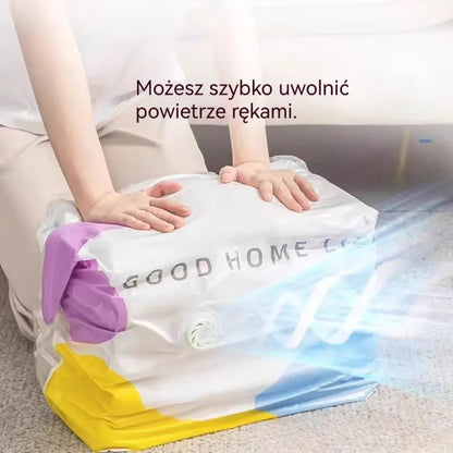 🧳【Zestaw 5 sztuk】💨 Duży, kompresyjny worek próżniowy: Nie wymaga pompki, jest szczelny i idealny do oszczędzania miejsca w walizkach oraz w domu ✈️