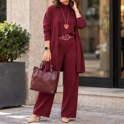 🎁【S-5XL】💝 Elegantná trojdielna súprava, ktorá obsahuje dlhý kardigán (vrátane topu a nohavíc na nosenie pod ním)