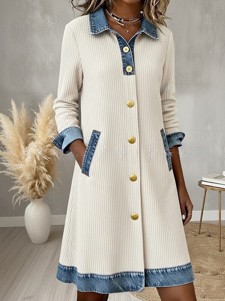 🔥【S-3XL】👗 Nové módní a ležérní dámské oblečení, džínový patchworkový design, snadno vytvoří stylový vzhled.