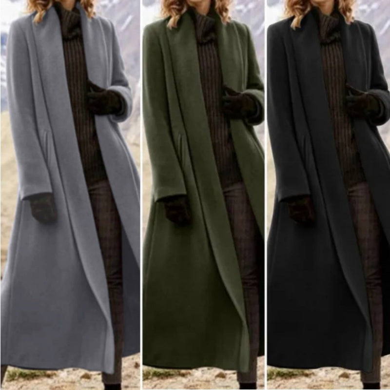 【S-5XL】2025 Nový evropský a americký styl extra dlouhý kabát, ležérní vlněný trenčkot