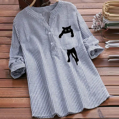 ✨🎉【Specjalne oferty letnie🔥】【S-3XL】2026 Letnia nowa modna bawełniana koszula z nadrukiem kota w serek