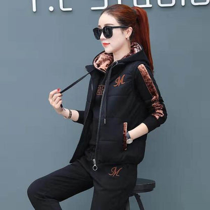 [Camiseta + Chaleco + Pantalones]Elegante conjunto de 3 piezas abrigado para otoño e invierno