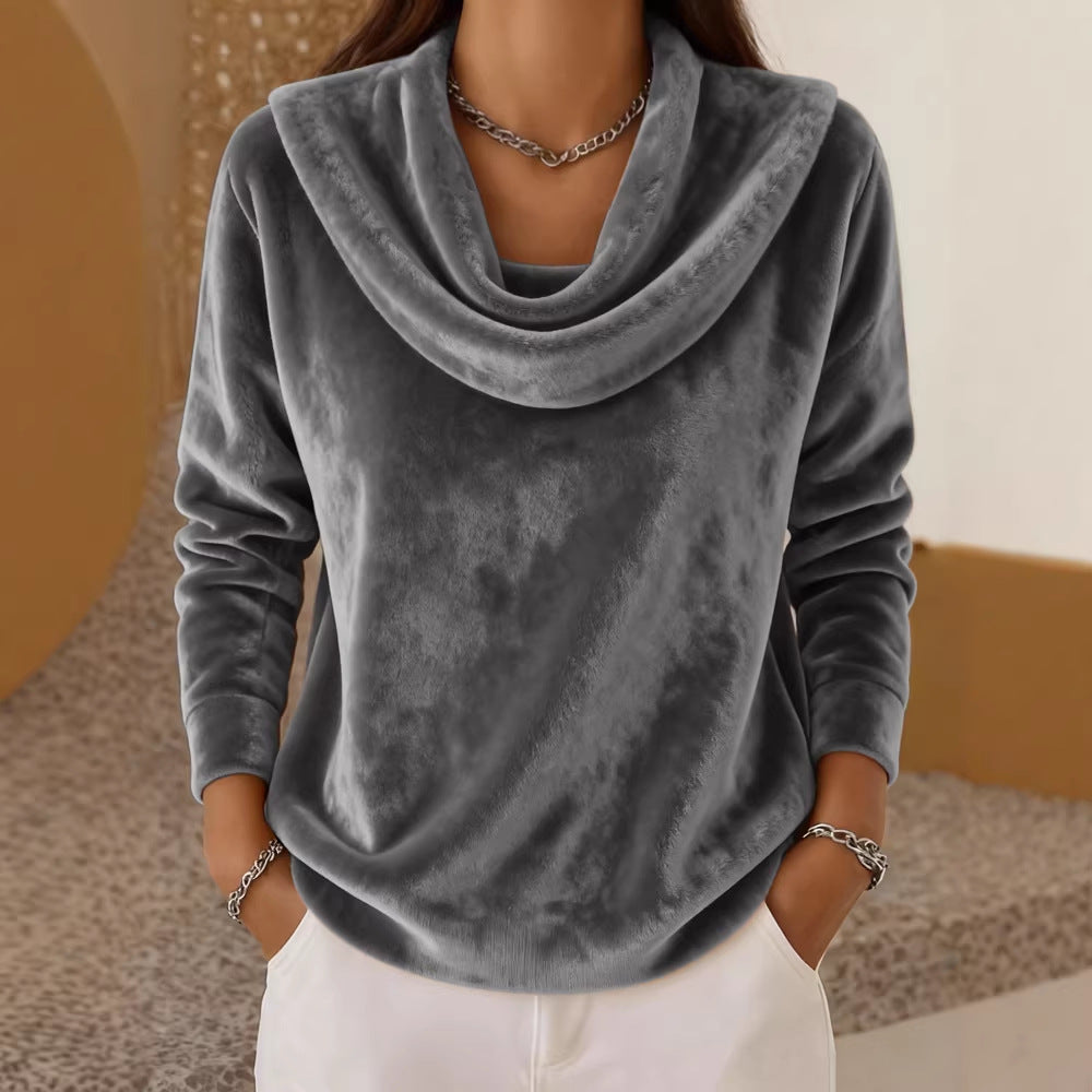 🔥🔥【Zľava 50%】【S-3XL】Nová jesenno-zimná kolekcia 2026, dámska voľná módna plyšová mikina s dlhým rukávom, jednofarebná