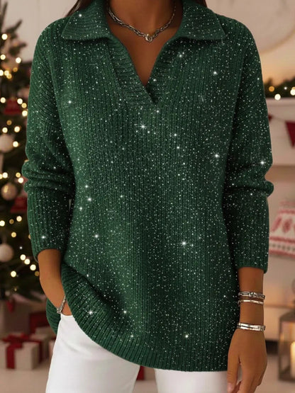 🔥 TOP PRODUKT – ZĽAVA 50 % 🔥【S-5XL】Dámsky pletený sveter s výstrihom do V a motívom hviezdnej oblohy – moderný, elegantný a snový