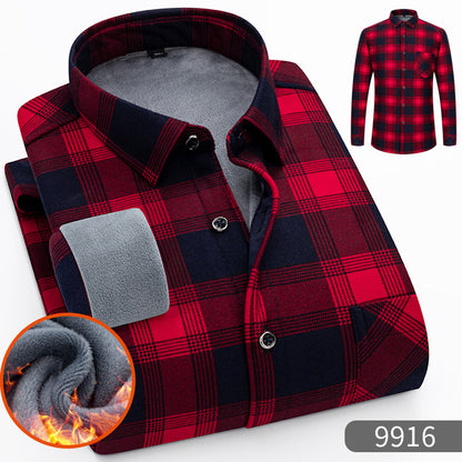 🔥Зимна разпродажба - 50% отстъпка👔Есенно-зимна топла бизнес риза с дълъг ръкав