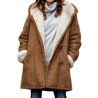 🥼🔥💖[S-5XL] 2025 moda i ciepło w jednym, Damska kurtka z kapturem, zamszowo-wełniana  _4121707