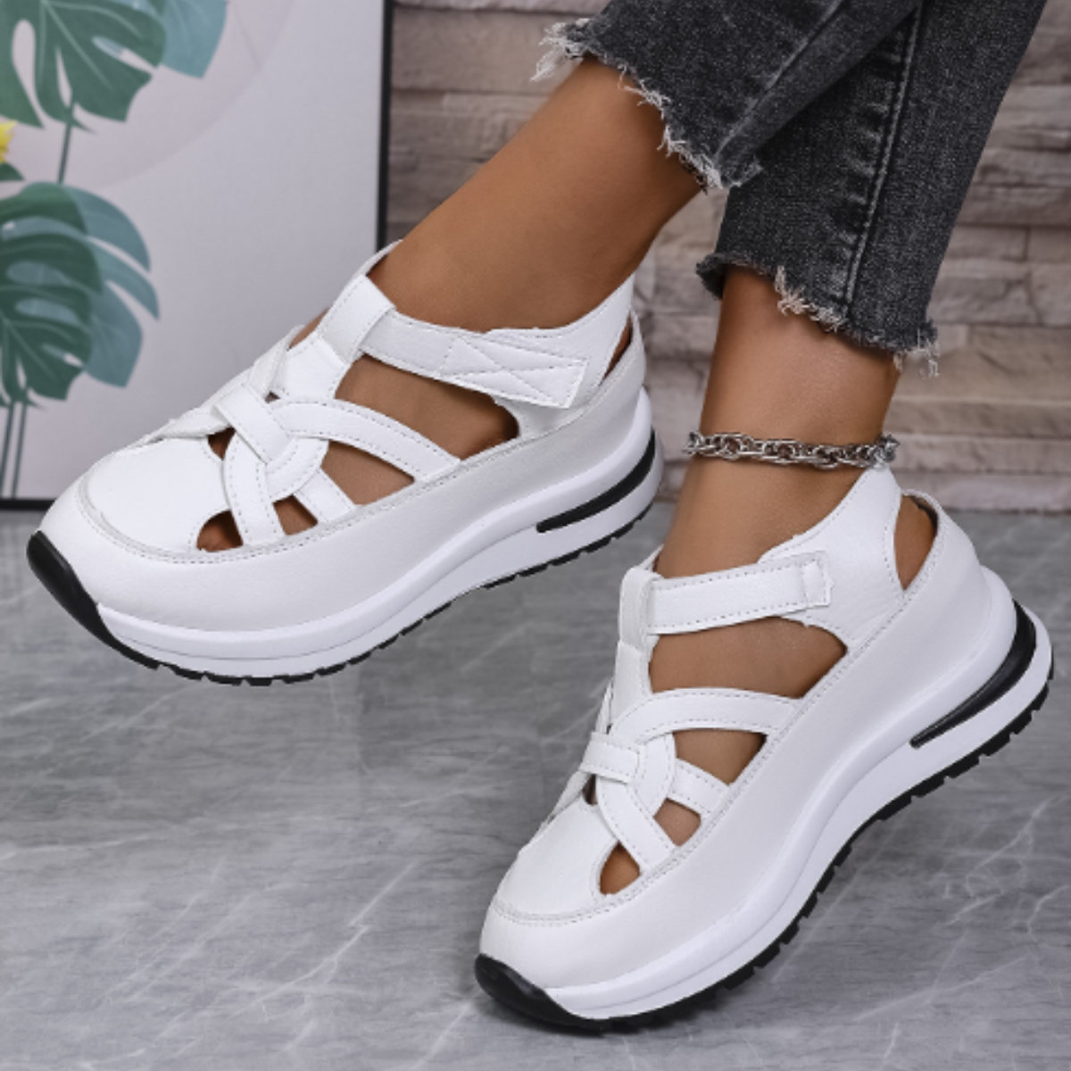 ✨50% de descuento✨【36-43】Sandalias de mujer de tallas grandes 2026, nuevas sandalias romanas de cuña a la moda con cierre de velcro. ✅Pago contra entrega