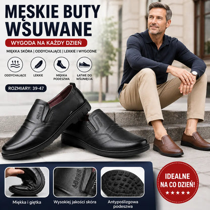 🔥【39-44】--1 para 129  zł.👞Męskie buty biznesowe, wykonane z oryginalnej skóry, z wygodną miękką podeszwą, odpowiednie na wiele okazji.