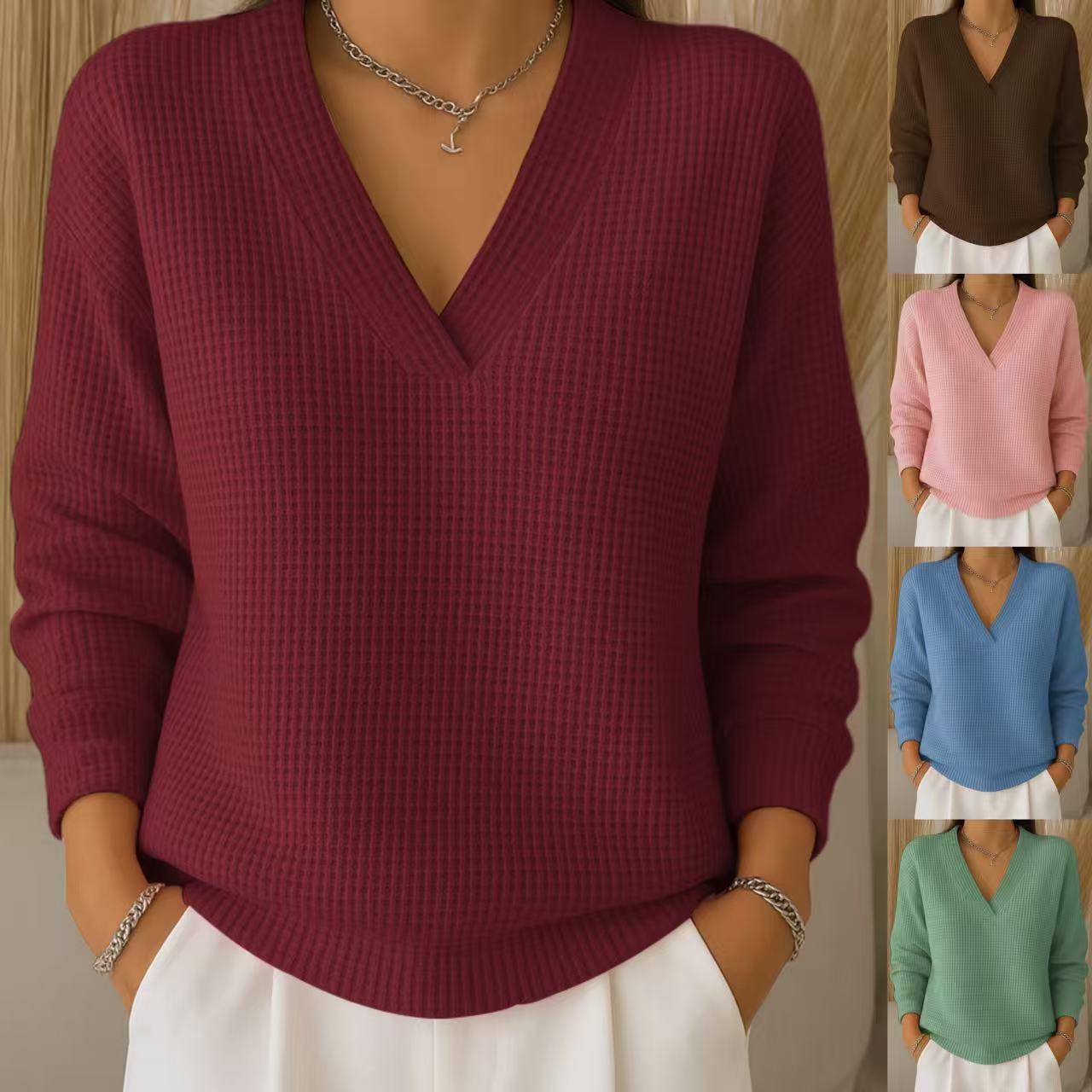 🔥 【S-3XL】 Elegantní a pohodlná dámská halenka s výstřihem do V