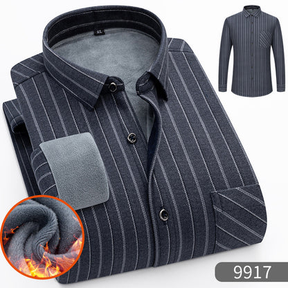 🔥Зимна разпродажба - 50% отстъпка👔Есенно-зимна топла бизнес риза с дълъг ръкав