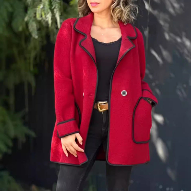 💥【50% sleva】【S-5XL】Nový elegantní oboustranný vlněný kabát s límcem ve tvaru saka