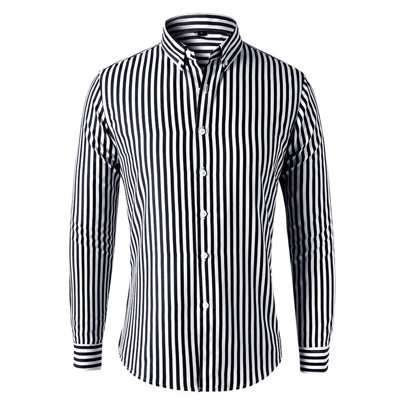 🔥👕【M-5XL】Мъжка бизнес риза с дълъг ръкав на райета 2026
