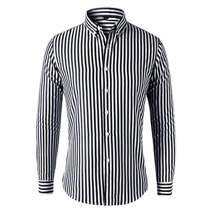 🔥👕【M-5XL】Мъжка бизнес риза с дълъг ръкав на райета 2026