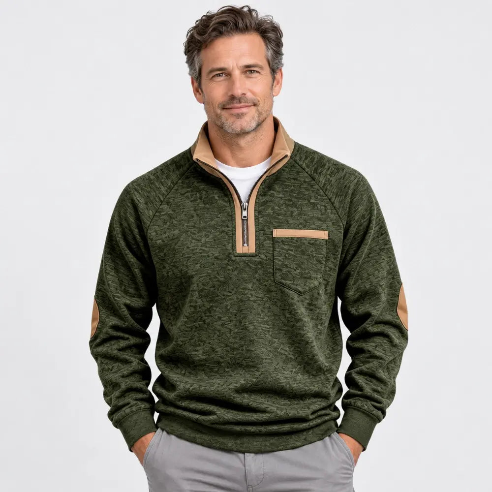 ✨🧥【1 unidad, S–3XL】Sudadera con aislamiento térmico y media cremallera para hombre, con detalles en contraste; estilo retro, ajuste cómodo y material cálido.