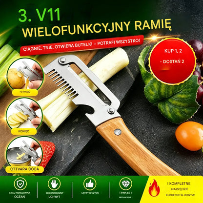 ✅【Kup 1, a 2 dostaniesz gratis!】🧅🔪 Wielofunkcyjny obierak kuchenny 3 w 1: obiera, tnie i otwiera nakrętki butelek! 🔥