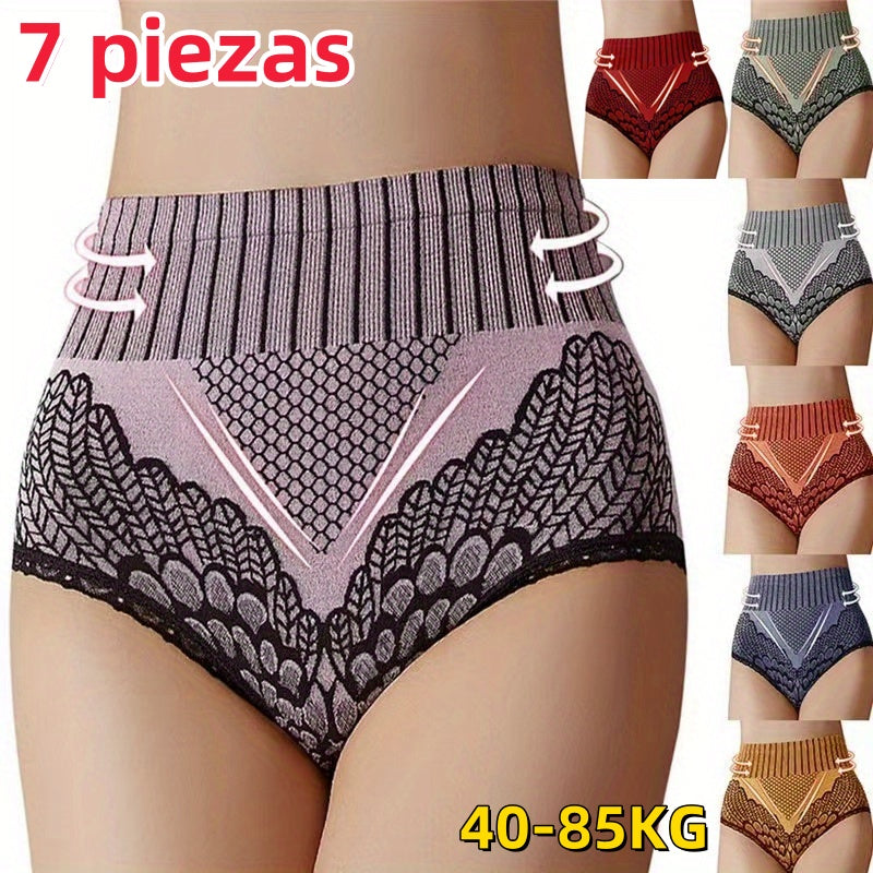 🔥 50% sleva🔥🔥【7 kusů】🦋[40-85kg] Dámské kalhotky s vysokým pasem pro kontrolu bříška