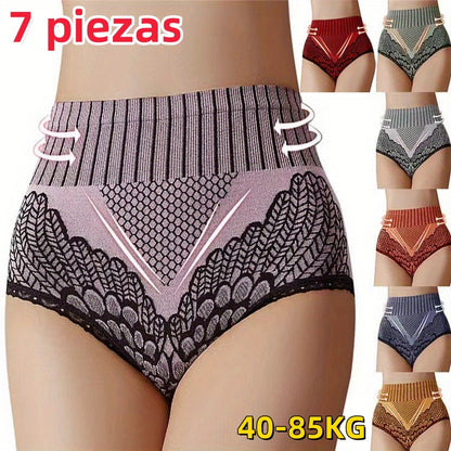 🔥 50% sleva🔥🔥【7 kusů】🦋[40-85kg] Dámské kalhotky s vysokým pasem pro kontrolu bříška