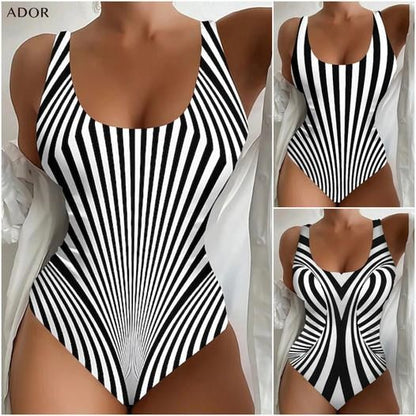 🥰【Ostatni dzień - 50% zniżki】🔥【S~8XL】Unikalny jednoczęściowy kostium kąpielowy w paski - Najlepiej sprzedający się produkt - Płatność przy odbiorze
