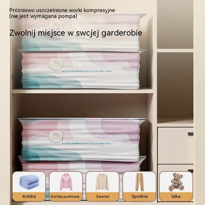 🧳 5 za jedyne 109 złotych 💨 Duże, kompresowalne worki próżniowe: Nie wymagają pompki, są wodoodporne, idealne do oszczędzania miejsca w walizce i domu ✈️