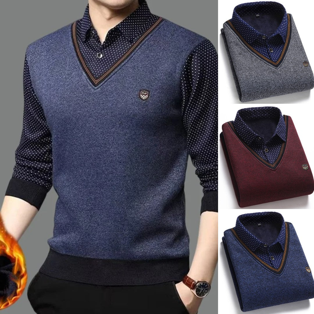 🔥【50 % popust 1】👔 [M-4XL] Moška pletena srajca in žamet za zgostitev, ki ohranja toploto