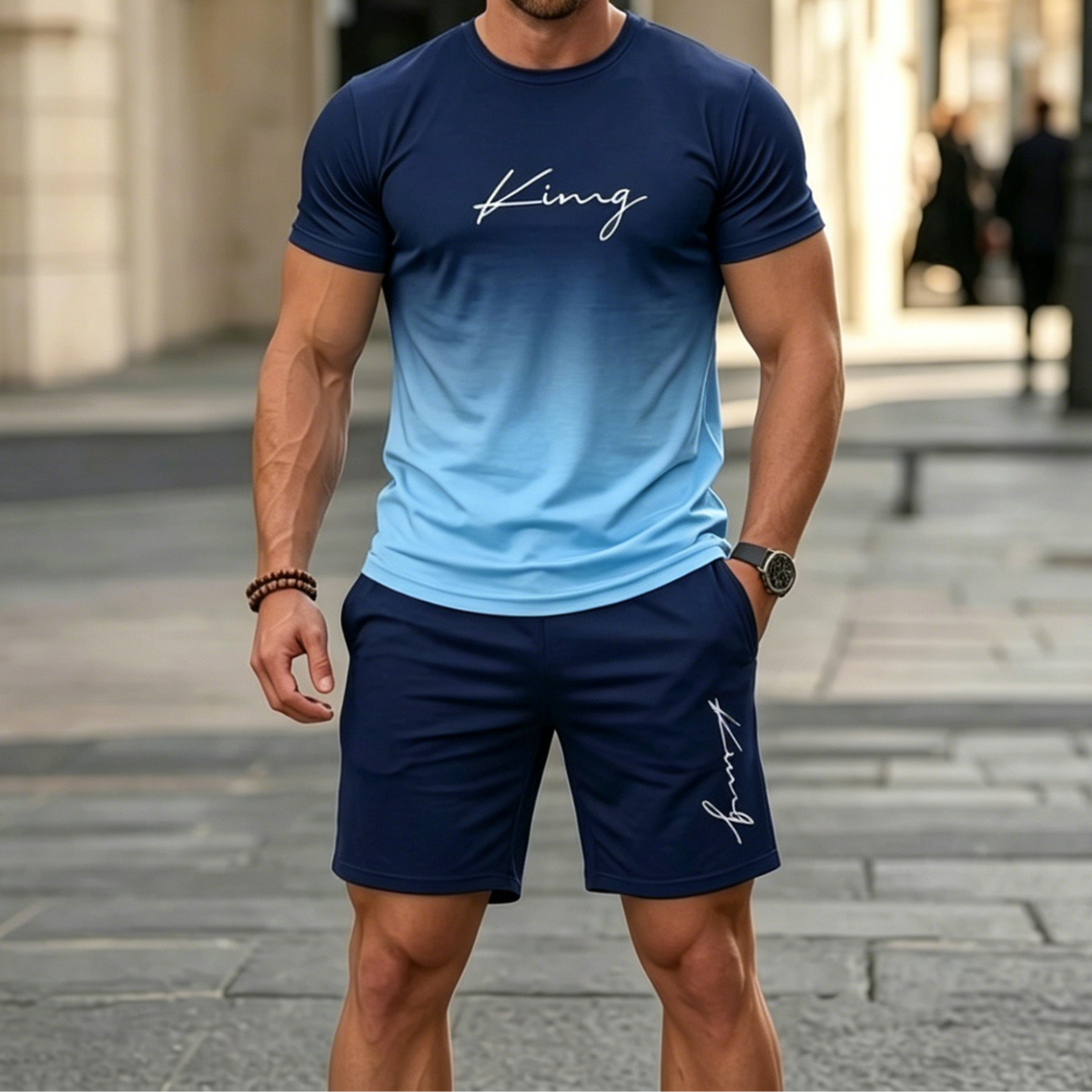 ✨【Pago contra entrega】Conjunto deportivo de verano de 2 piezas para hombre: camiseta de manga corta y pantalones cortos cómodos, ideales para uso casual y estar en casa.