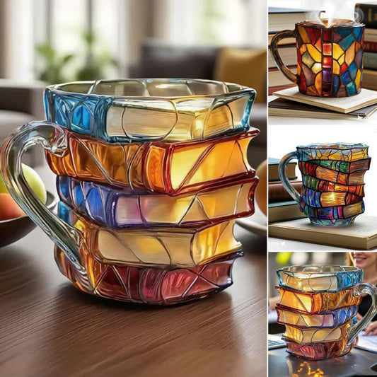 📚 🥤【50% de descuento】Taza de café pintada en 3D con forma de libro. Ideal para regalar.