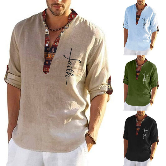 💥👔【49% reducere🔥】T-shirt pentru bărbați, de marime mare, din bumbac, cămăși cu decolteu în V