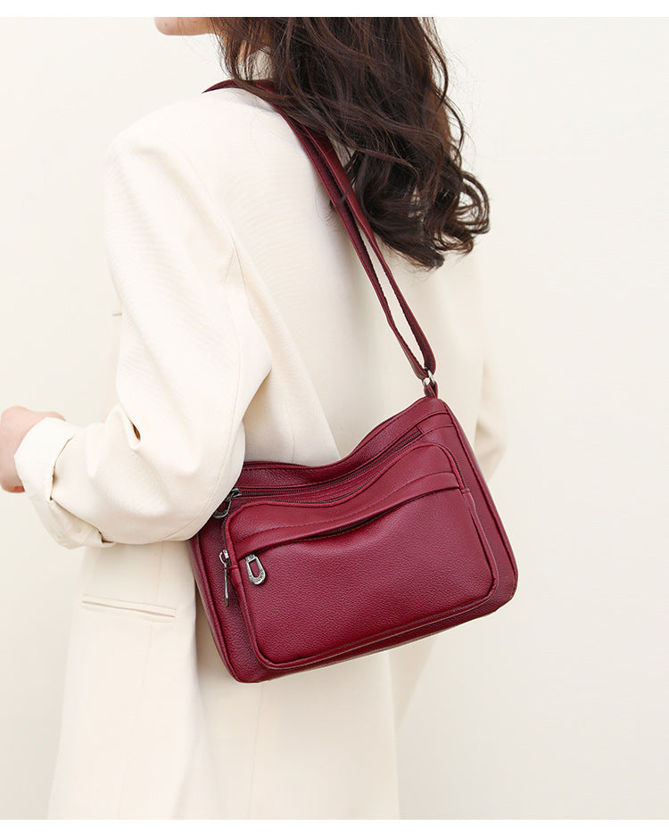 【50% sleva】Velkoobjemová vícevrstvá měkká kožená retro crossbody kabelka pro ženy, novinka pro rok 2026